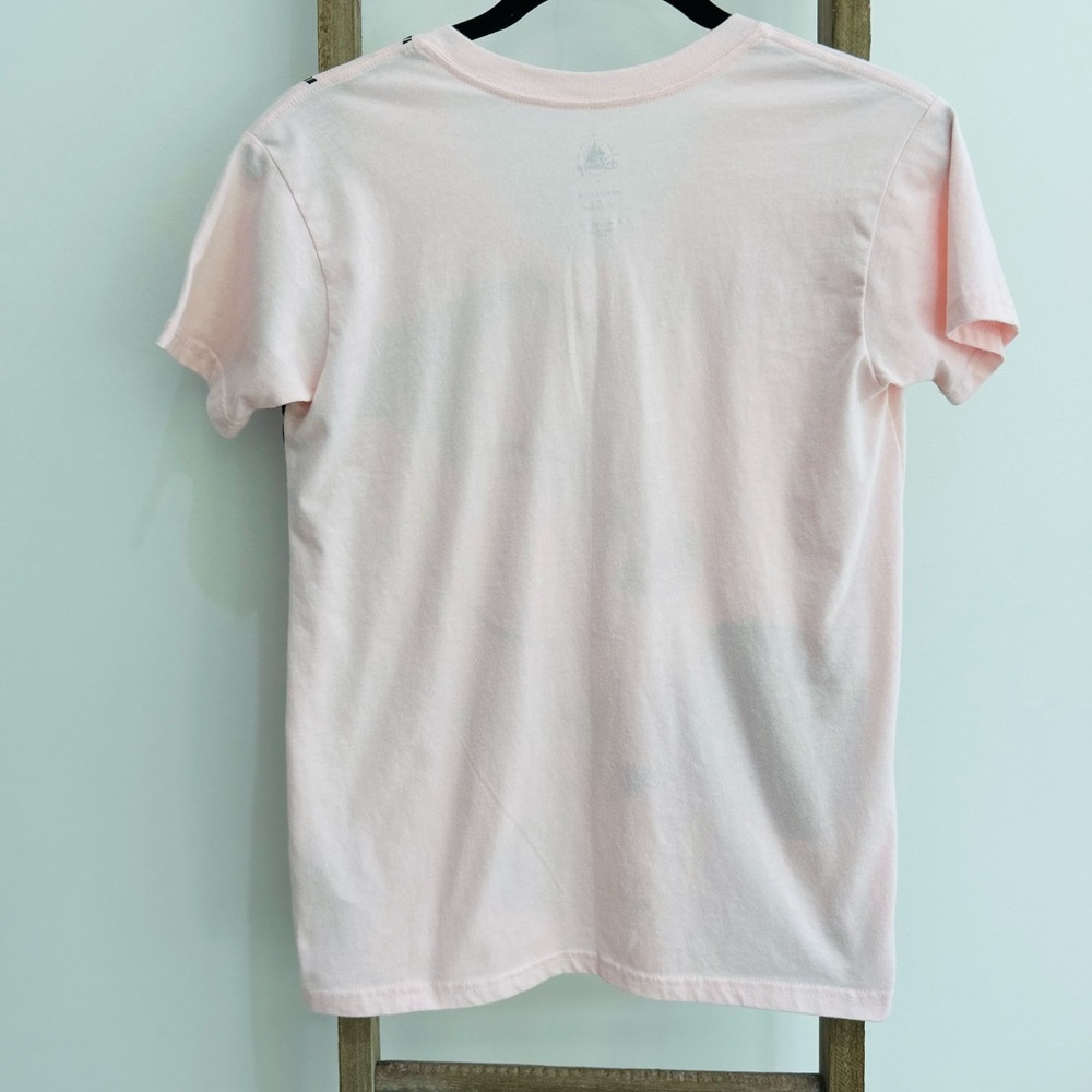 Disney Mickey and Minnie Short Sleeve T-Shirt Size XS Pastel Pink Black Graphic - Picture 4 of 4